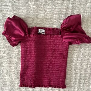 Elegant Burgundy Top with Puff Sleeves